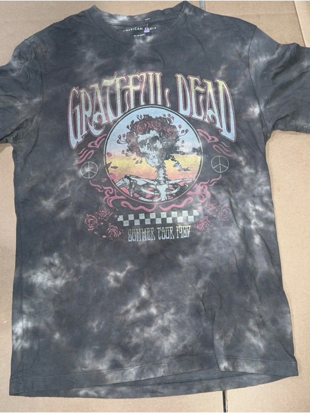 American Eagle Grateful Dead Tie-Dye Graphic Tee - Black/Grey